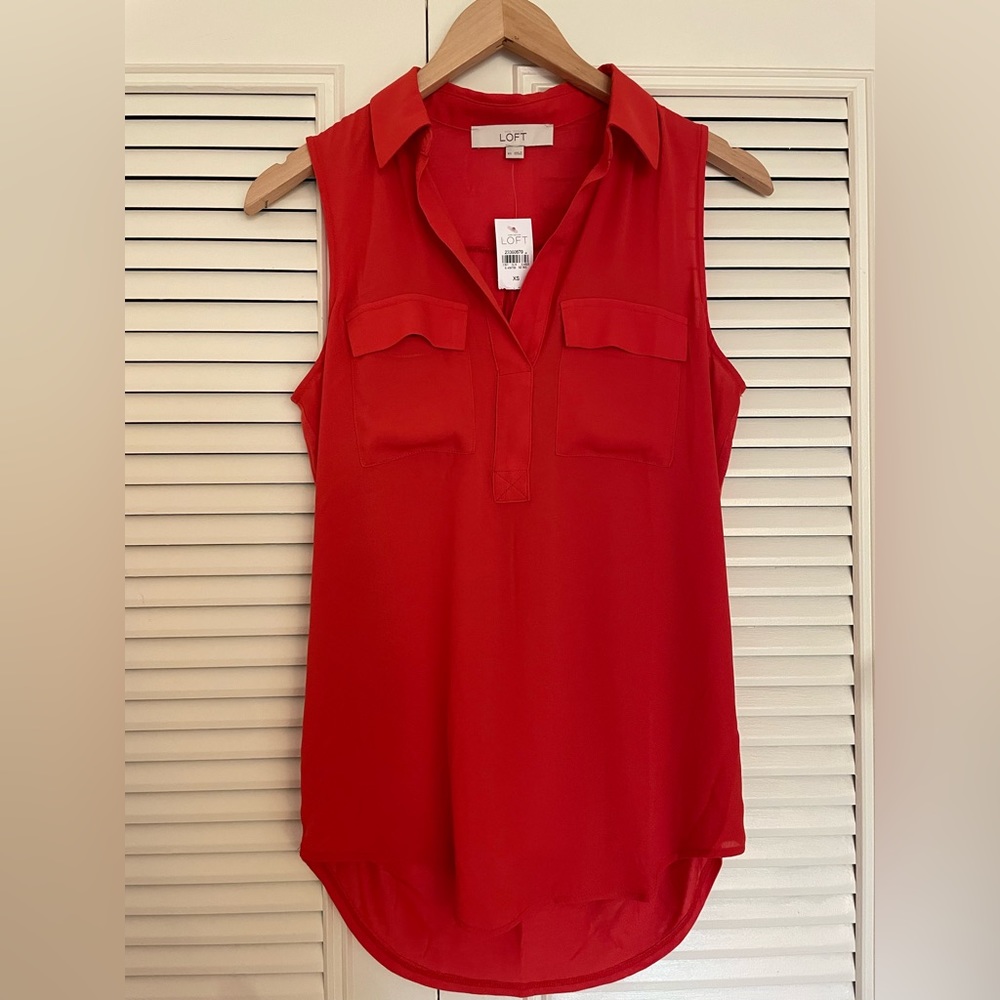 Ann Taylor Loft XS Apple Red Blouse